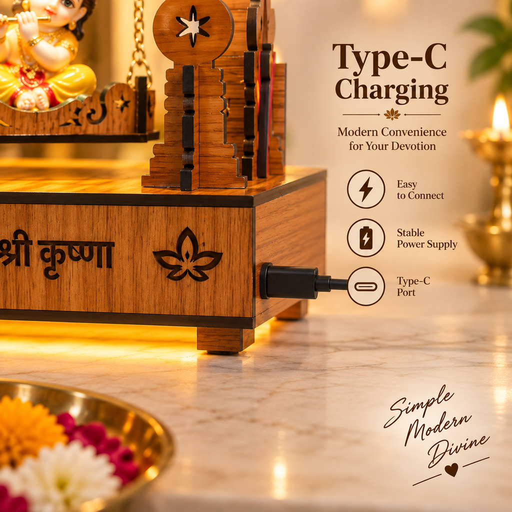 Shri Krishna Baal Roop Idol + Jhula with LED Lighting by Murtighar